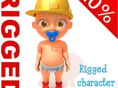 Worker baby Cartoon Rigged  3D model