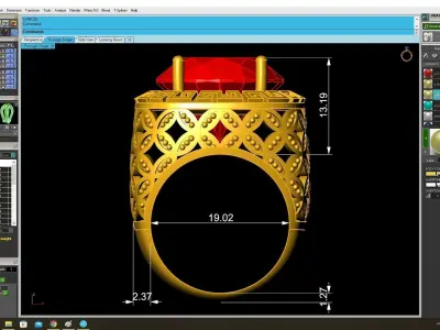 Luxury Gemstone Men Ring 3D Model for Jewelry Casting 3825 3D print model