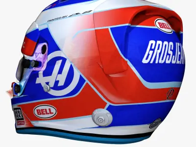 Grosjean helmet 2018 Low-poly 3D model
