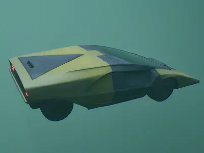 Retro Futuristic Car Low-poly 3D model by mightyalexone