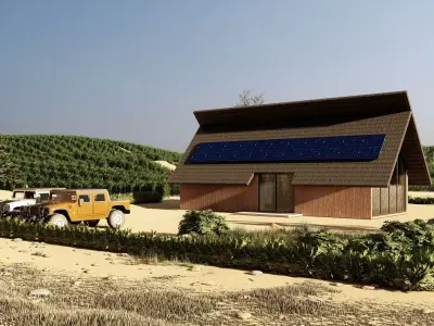 Forest villa-Casa Scene-Modern Villa Low-poly 3D model