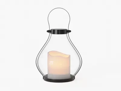 lantern05 glass lantern with candle inside 3D model