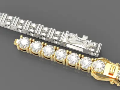 Diamond Tennis Bracelet Link TB40 3D print model
