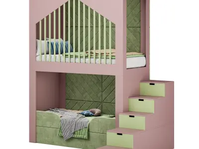 Childrens bunk bed 40 3D model