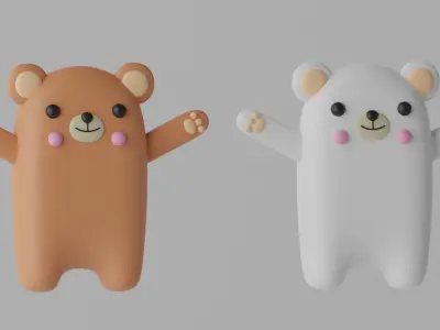 Cartoon Cute Bear Low-poly 3D model