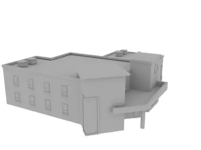 Fire Station Low-poly 3D model