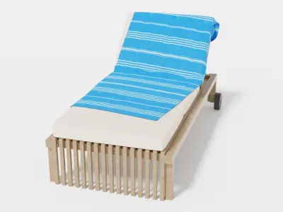 Sun Lounger Elegant Wood 3D model