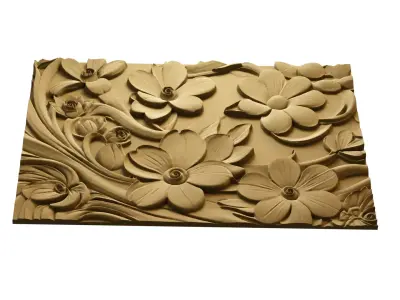 CNC STL Relief Panel Classic Floral Art Carving File 262 3D model