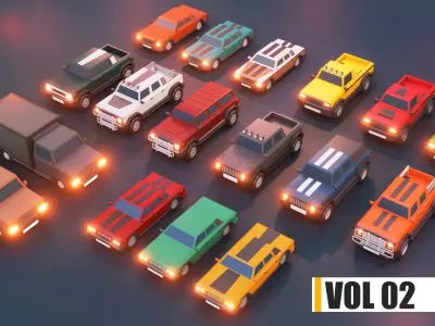 Low Poly Cars Mega Pack Vol 2-10 lowpoly low-poly Low-poly 3D model