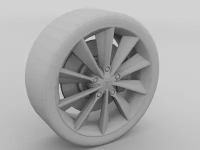 Tesla Model S Wheel Low-poly 3D model