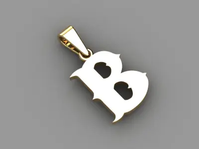 B alphabate pendant  3D print model