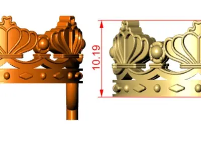 crowns crown ring in gold and silver 3D print model