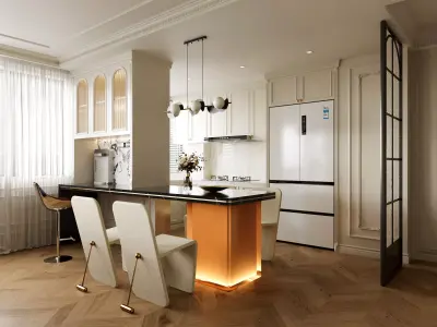 French Eclectic Vintage Living Room  3D model  3D model