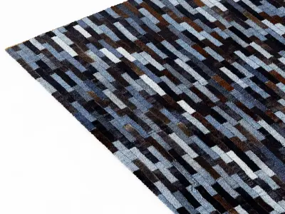 Restoration Hardware Denim Cowhide Patchwork Rug 3D model