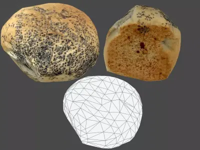Bread Bun 02 - Low Poly - Photogrammetry Low-poly 3D model