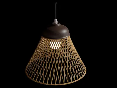 Netta wood hanging interior modern light 3D model