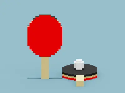 Voxel Ping Pong Low-poly 3D model