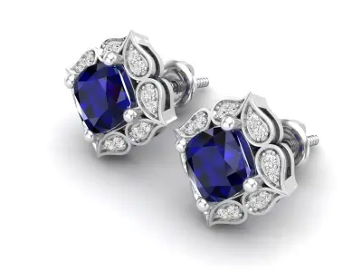 AV 585 Flower Halo Style Stud Earrings 3D print model