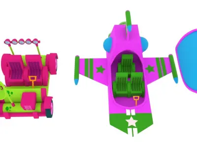 Spaceshi and Moonrover Pack Low-poly 3D model