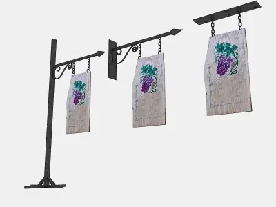 3D old woodden emty sign model Low-poly 3D model