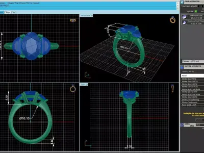 Three-stone Diamond Ring 3D print model