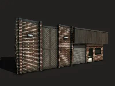 Car Workshop Building Low-poly 3D model