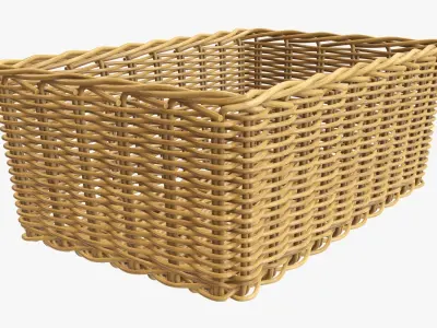 Wicker basket rectangular 01 medium brown 3D model