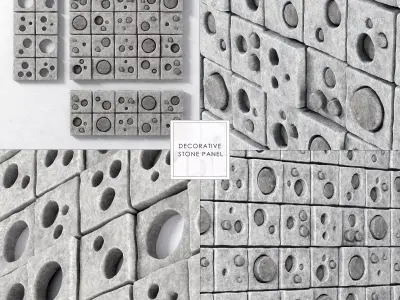 Stone panel cube hole 3D model