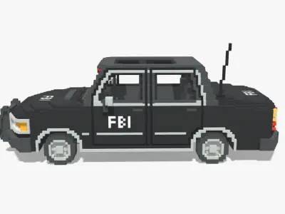 Voxel FBI Car Low-poly 3D model