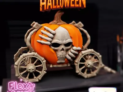 Flexi Pumpkin Carriage  3D Printable Toy and Candle Holder 3D print model