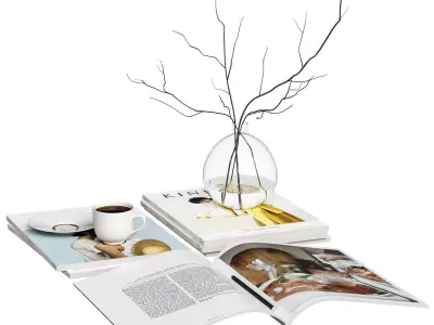 Decorative Set with Kinfolk Magazines 3D model