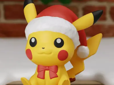 Pikachu Xmas Chibi Easy Print Pokemon Fanart 3D print model