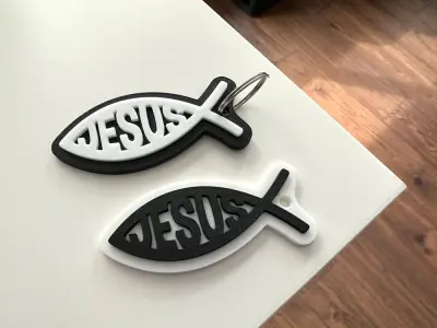 Jesus Fish Keychain 3D print model