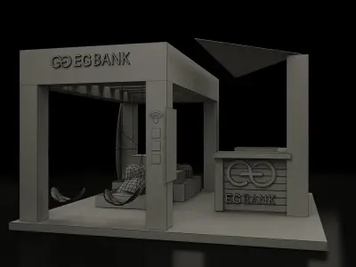 kiosk partition booth a144 3D model