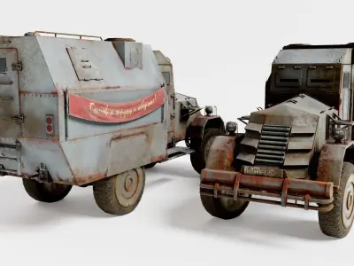 Postapocalypse armoredsuv da1 Low-poly 3D model