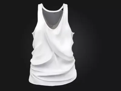 White Tank Top  Minimalist Comfort and Everyday Versatility 3D model
