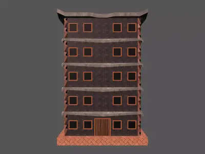 Low Poly Building Blender Model Low-poly 3D model