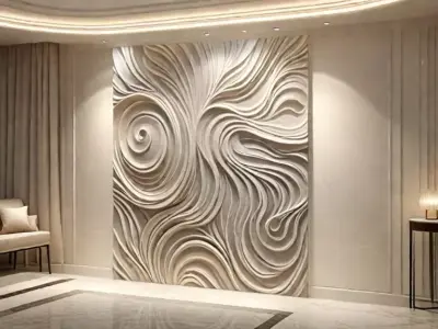 modern panel wall decor set relief stl mural CNC 192 3D model