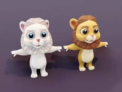 Cartoon Lion Rigged 3D Models Low-poly 3D model