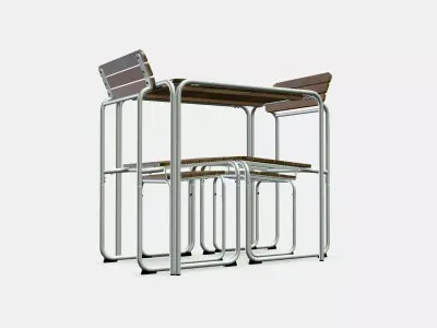 FURUON dining table with 2 chairs  2 stools 3D model