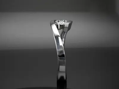 Engagement ring with round diamond 3d printable model luxury 3D print model