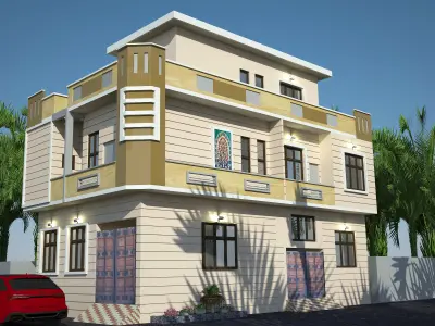 House Front 25 to 35 and Side 50 to 60 Residential 151 Low-poly 3D model