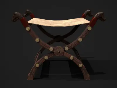 Viking Decorative Stool Low-poly 3D model
