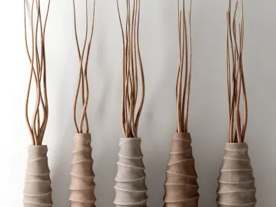 Vase concrete branch decor n6  3D model