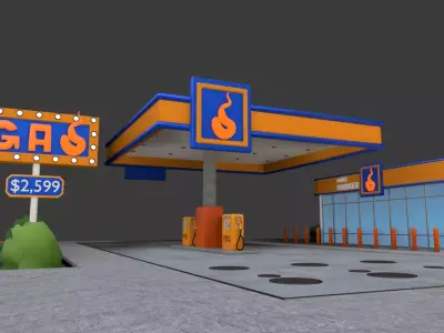 Cartoon Gas Station 3D model