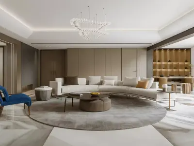 Modern Minimalist Living Room Interior 3D Model 3D model