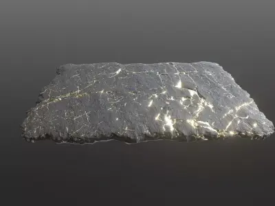 Rectangular black stone plate with golden finishes Low-poly 3D model