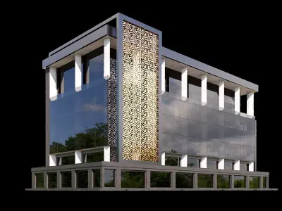 12 Modern Glass Building 3D model