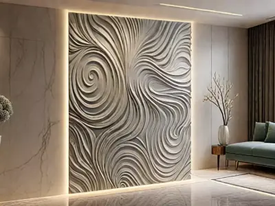 3D Wall Panel mural decor set relief stl 10 3D model