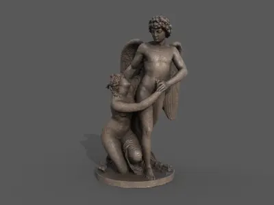 Amor and Psyche statue  Low-poly 3D model